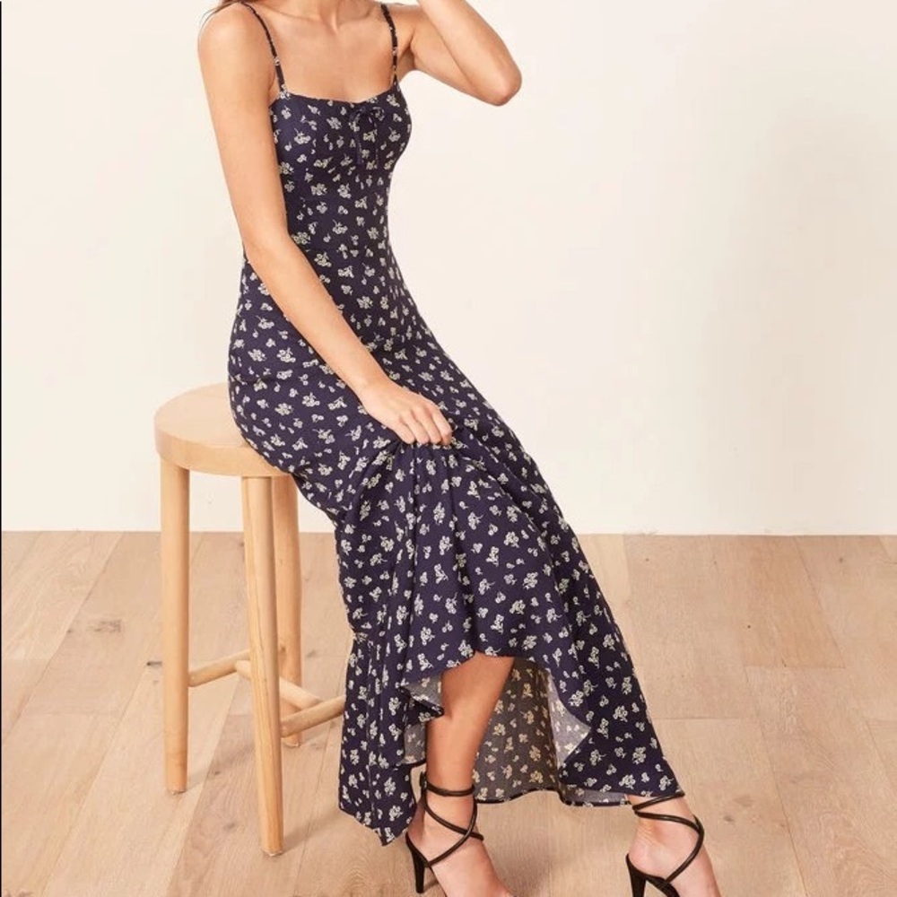 Reformation Prairie Maxi Dress Navy Floral NWOT sz 4